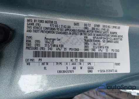 2012 Ford Focus Sel z USA, uszkodzony, nr VIN 1FAHP3H21CL405735